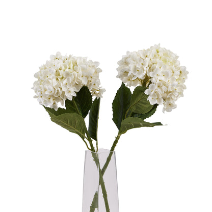 Set of 3 Artificial Flowers White Hydrangea Stems