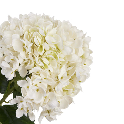 Set of 3 Artificial Flowers White Hydrangea Stems