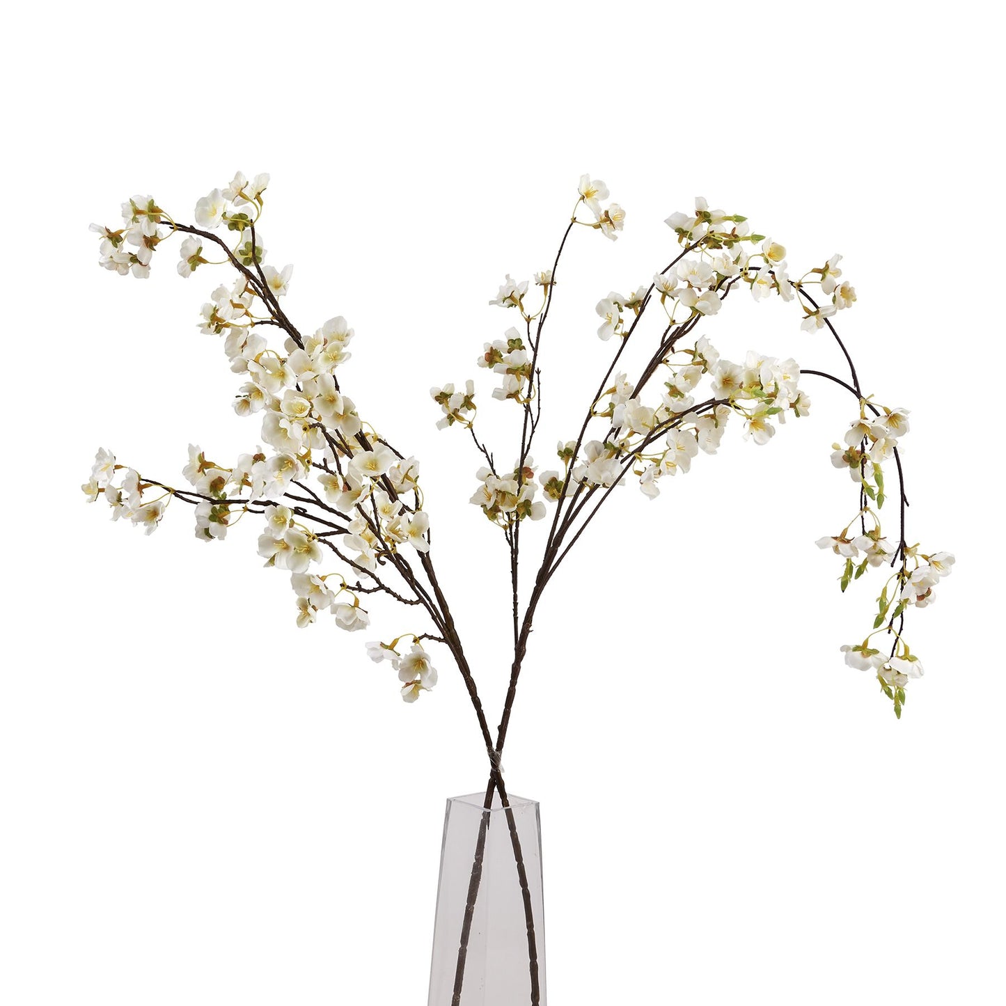 Set of 3 Artificial Flowers White Japanese Blossom Stems