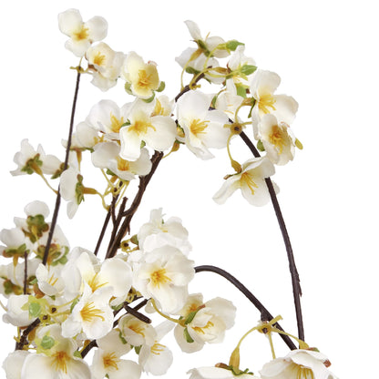 Set of 3 Artificial Flowers White Japanese Blossom Stems