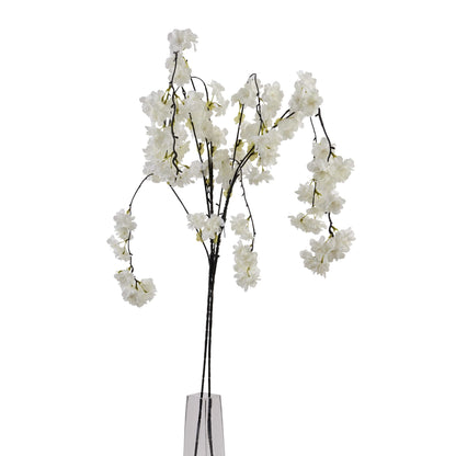 Set of 3 Artificial Flowers Large White Cherry Blossom Stems