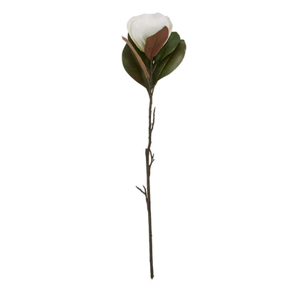 Set of 3 Artificial Flowers White Magnolia Stems