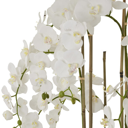 Artificial Plant Large White Orchid In Antique Stone Pot
