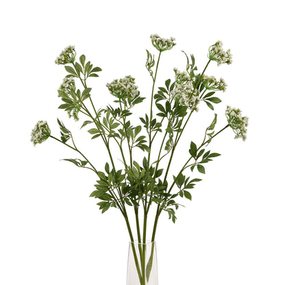 Set of 3 Artificial Flowers Faux White Cow Parsley Ammi