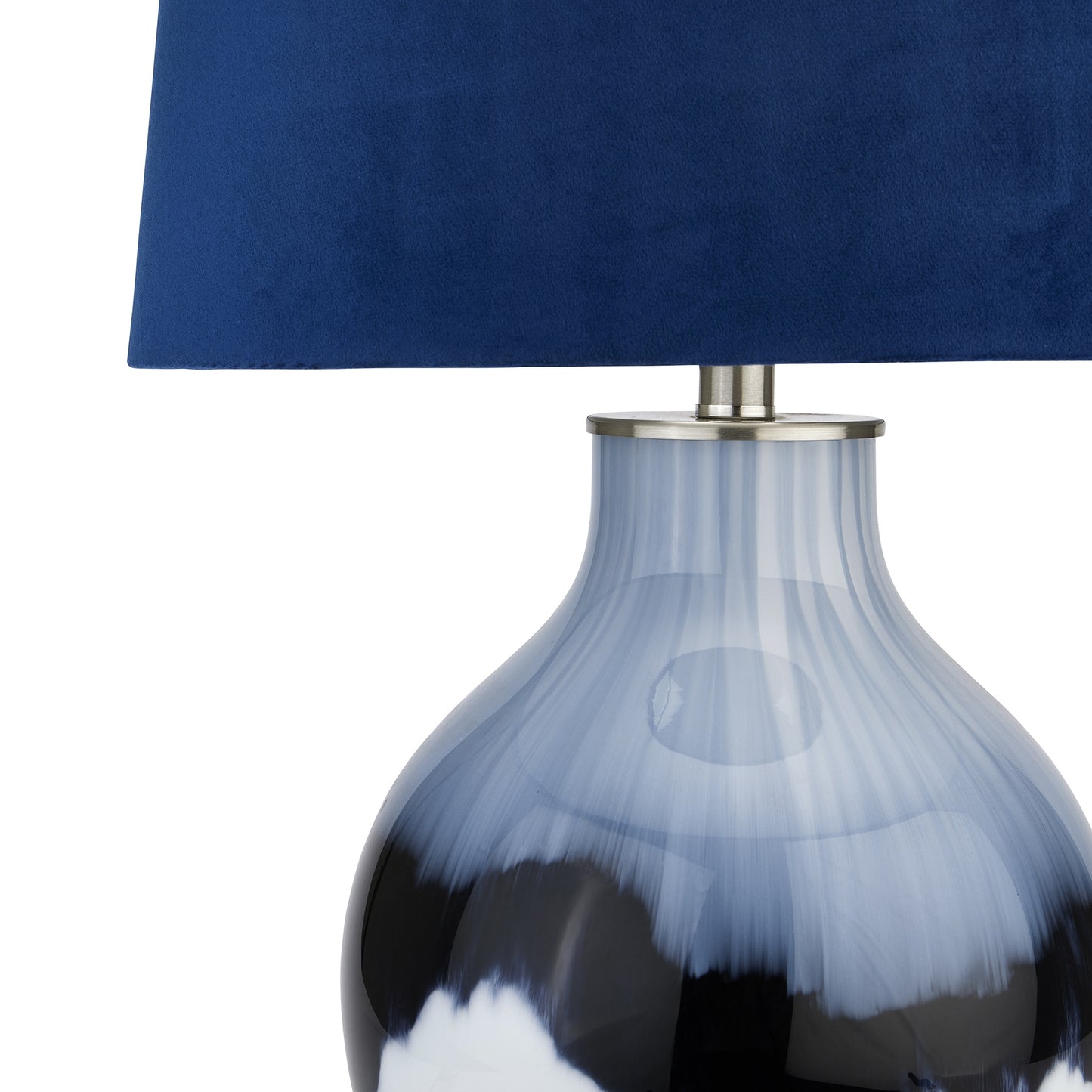 Vitsa Blue to White Ombre Glass Table Lamp With Navy Blue Shade
