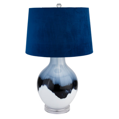 Vitsa Blue to White Ombre Glass Table Lamp With Navy Blue Shade