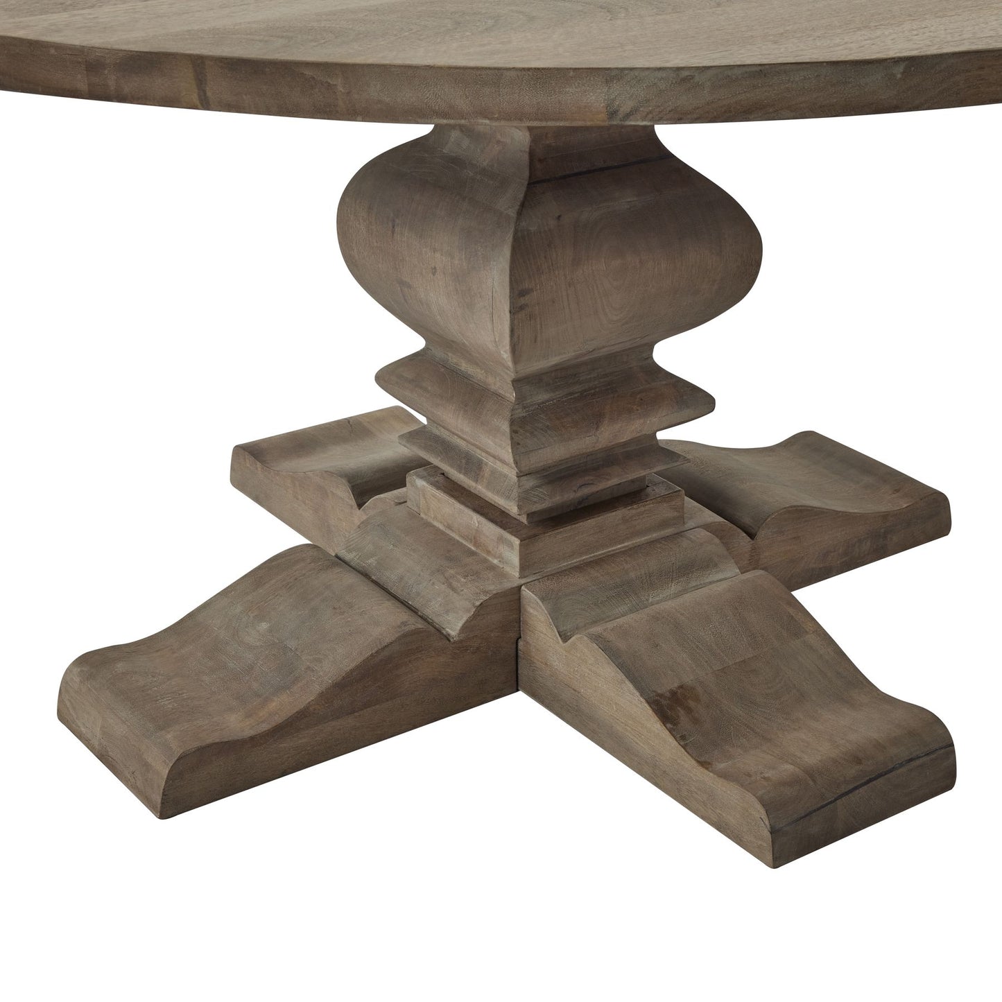 Florence Round Pedestal Dining Table in Weathered Grey Finish