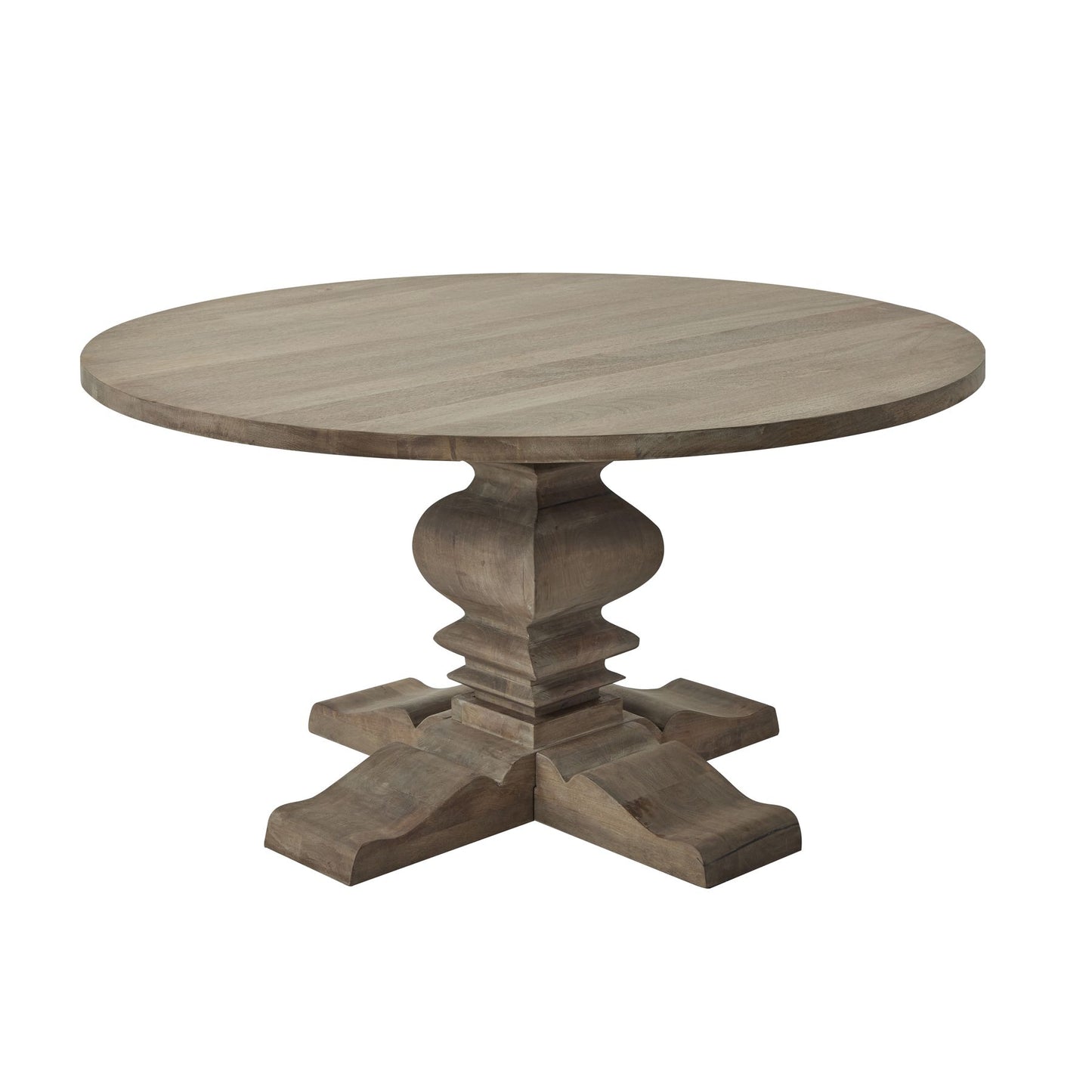Florence Round Pedestal Dining Table in Weathered Grey Finish