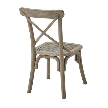 Figea Cross Back Wooden Chair With Rush Seat