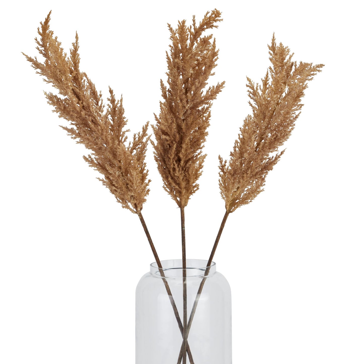 Set of 3 Dried Flowers Taupe Faux Dried Pampas Grass Stems