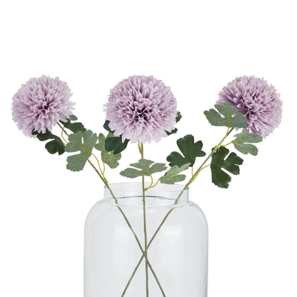 Set of 3 Artificial Flowers Light Purple Chrysanthemum Stemps