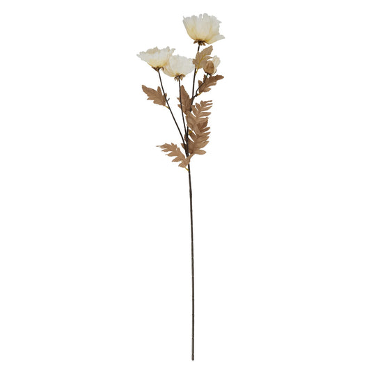 Set of 3 Artificial Flowers Large White Poppy Stem