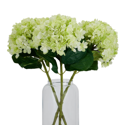 Set of 3 Artificial Flowers Oversized Green Hydrangea Stems