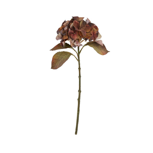 Set of 3 Artificial Flowers Mixed Autumn Browns Single Hydrangea Stems