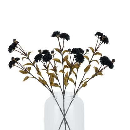 Set of 3 Artificial Flowers Black Chrysanthemum Stems