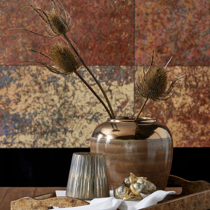 Set of 3 Artificial Flowers Large Brown Triple Teasle Stems