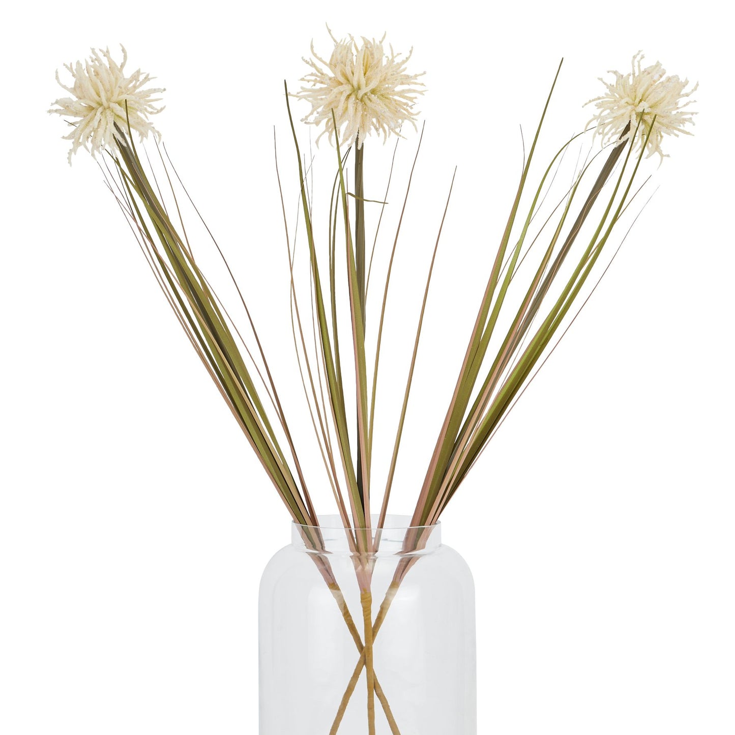 Set of 3 Artificial Flowers Cream Aster Spider Chrysanthemum Stems