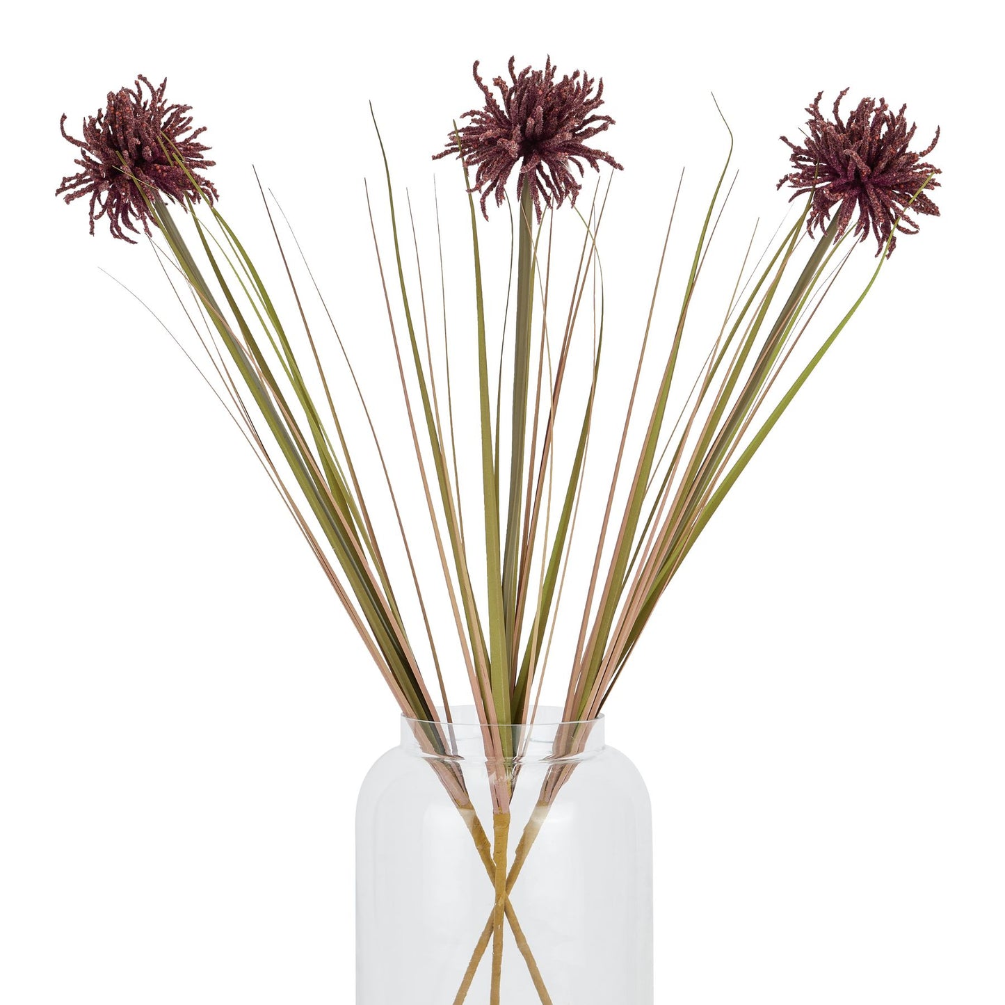 Set of 3 Artificial Flowers Burgundy Aster Spider Chrysanthemum Stems