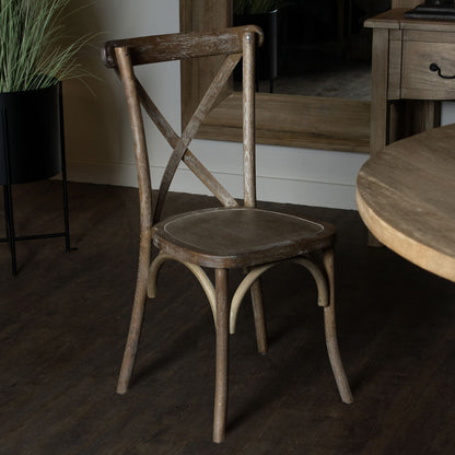 Sault Light Oak Cross Back Wooden Dining Chair