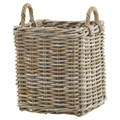 Set of 3 Nesting Kubu Rattan Square Storage Baskets with Handles