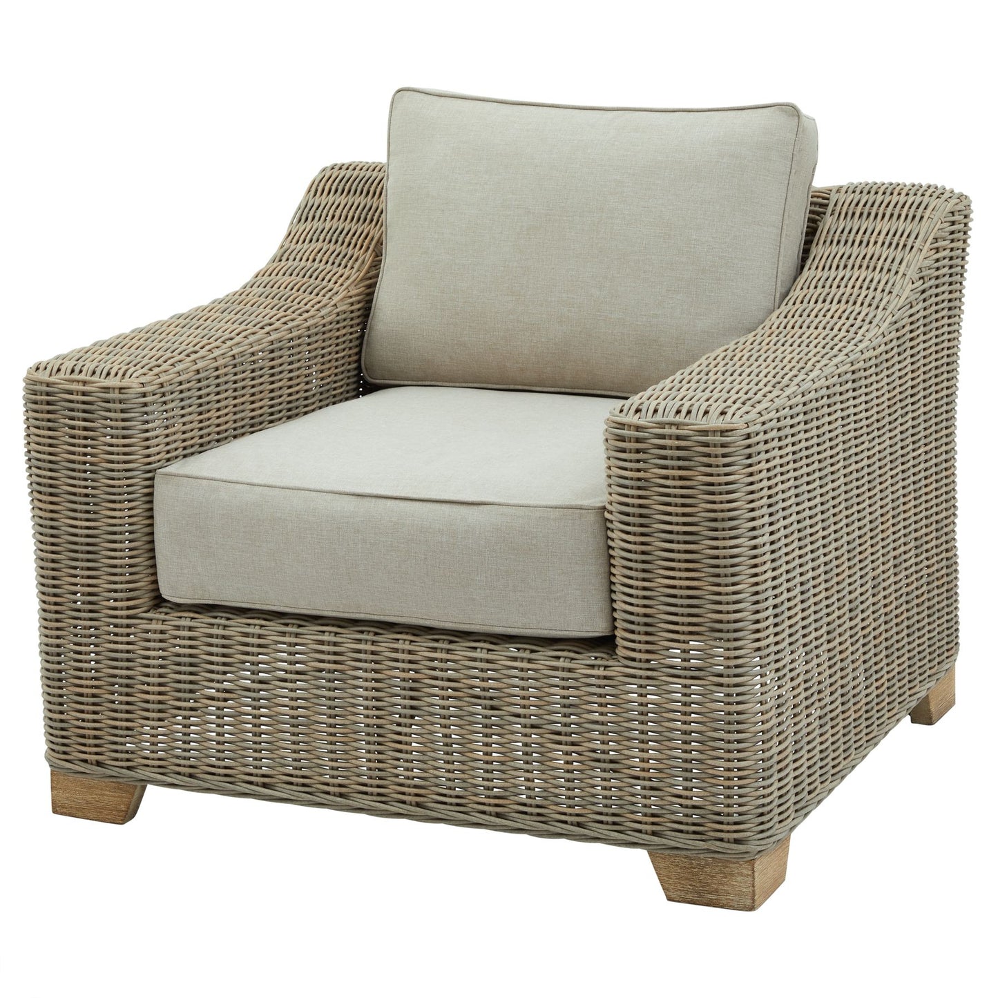 Thai Grey Wicker Chunky Outdoor Armchair