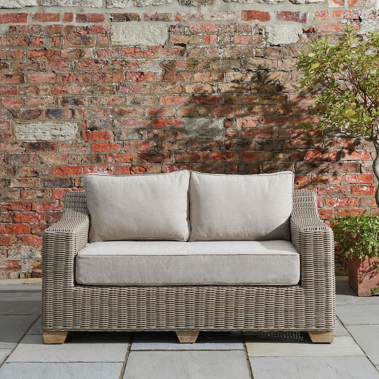 Thai Grey Wicker Outdoor Two Seater Sofa