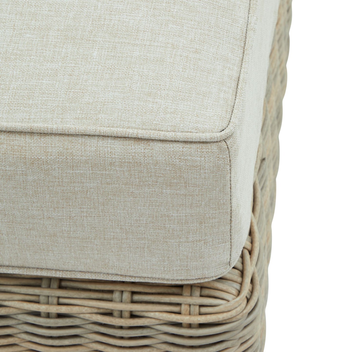 Sorrento Outdoor Cream Wicker Foot Stool with Cushion