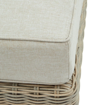 Sorrento Outdoor Cream Wicker Foot Stool with Cushion