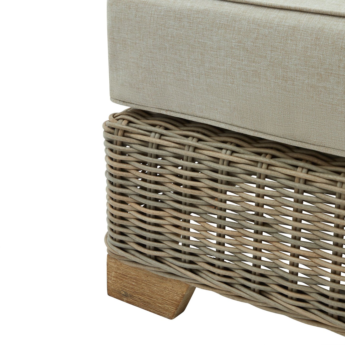 Sorrento Outdoor Cream Wicker Foot Stool with Cushion