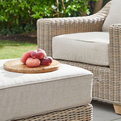 Sorrento Outdoor Cream Wicker Foot Stool with Cushion