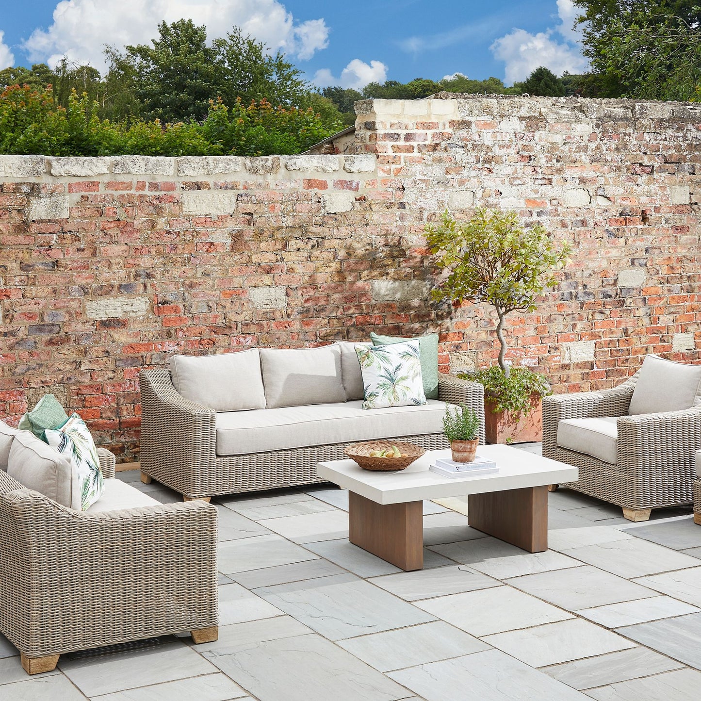 Thai Grey Wicker Outdoor Three Seater Sofa