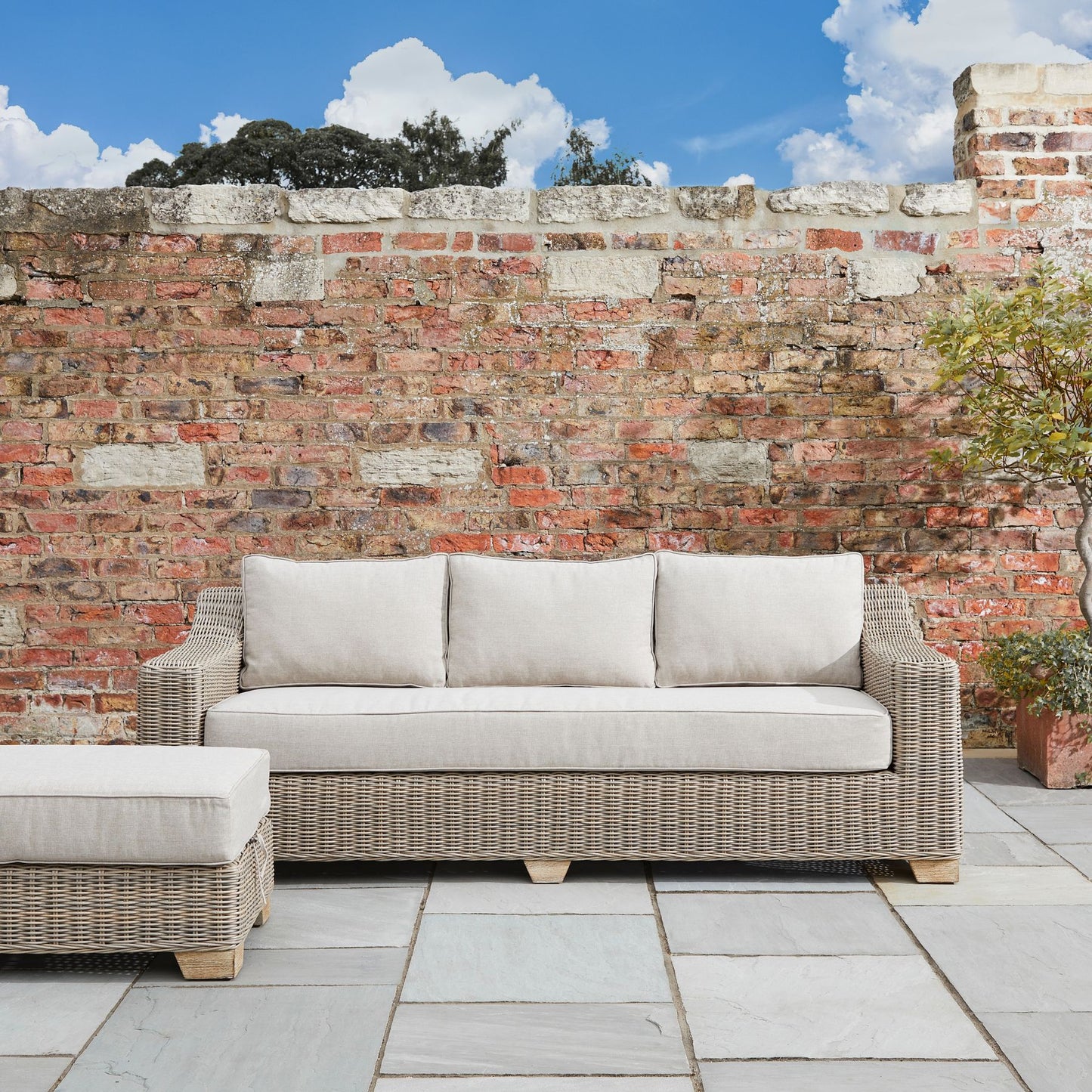 Thai Grey Wicker Outdoor Three Seater Sofa