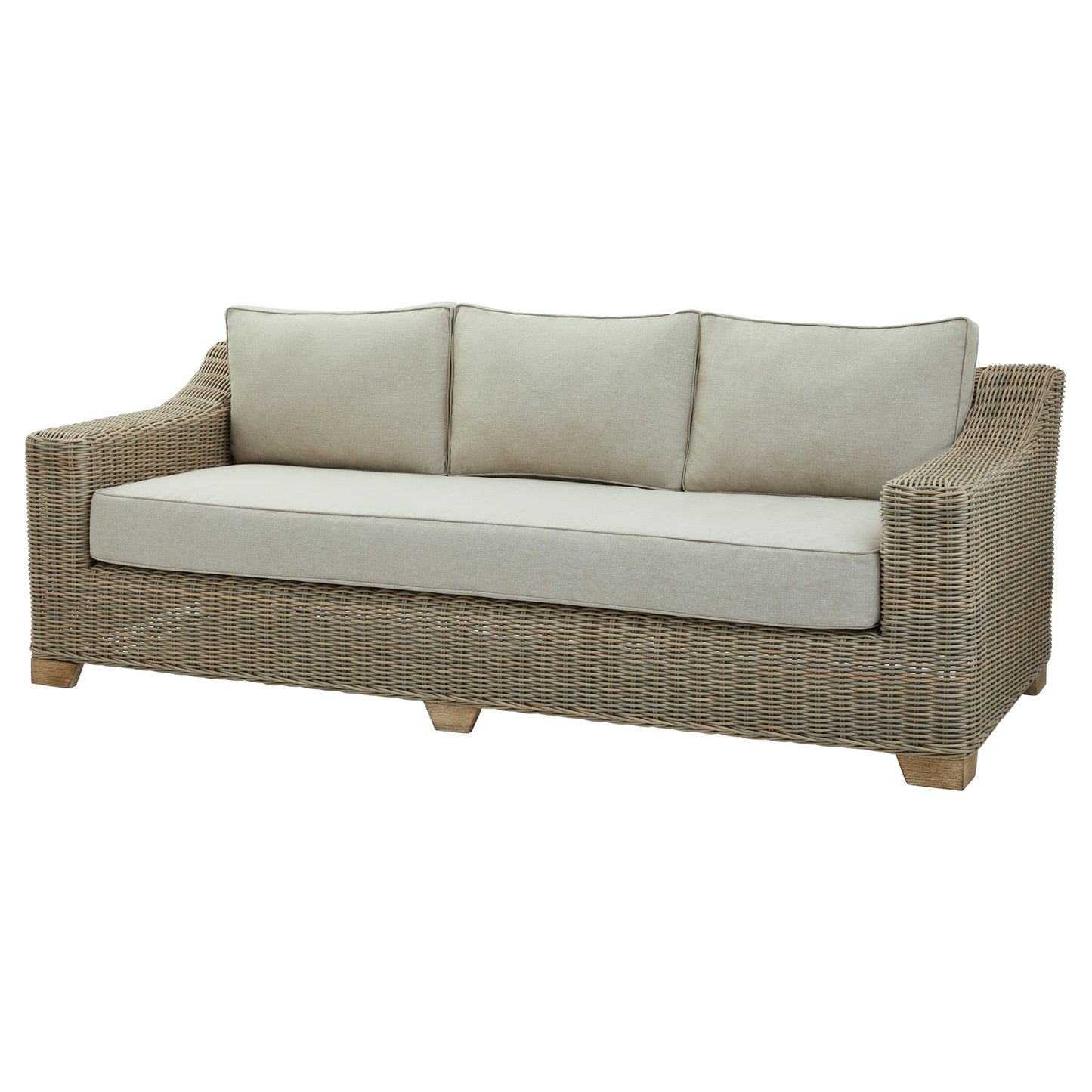 Thai Grey Wicker Outdoor Three Seater Sofa