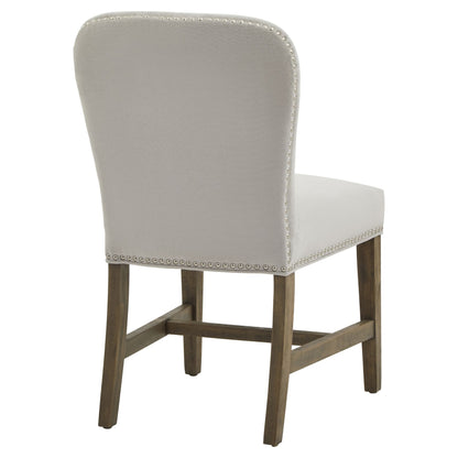 Poët Minimalist Soft Grey Upholstered Studs Dining Chair