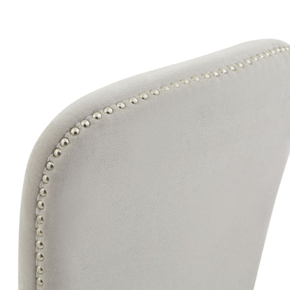 Poët Minimalist Soft Grey Upholstered Studs Dining Chair