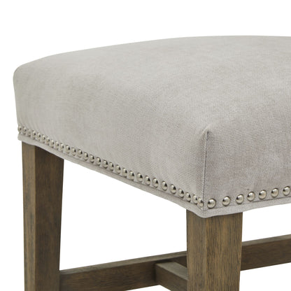Poët Minimalist Soft Grey Upholstered Studs Dining Chair