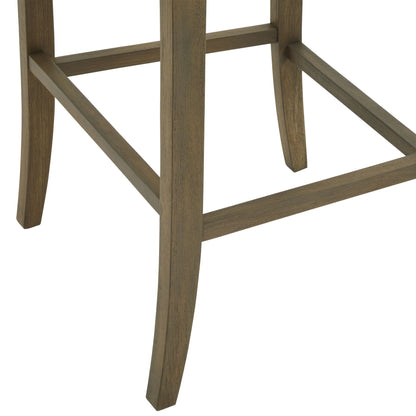 Perugia Modern Upholstered Bar Stool with Rustic Wooden Legs