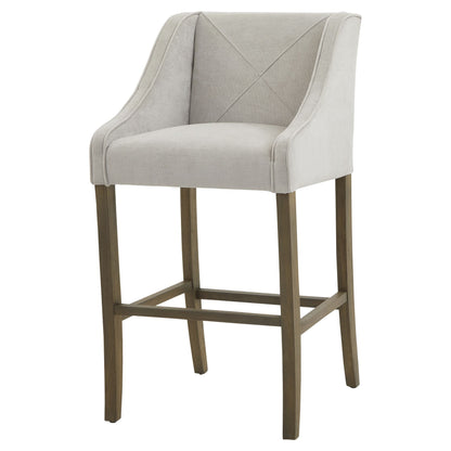 Perugia Modern Upholstered Bar Stool with Rustic Wooden Legs