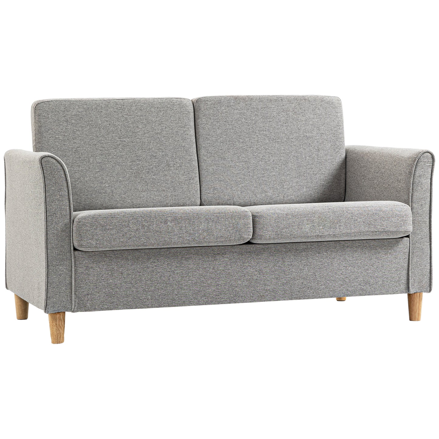 Lovina Light Grey Compact 2 Seater Sofa With Wooden Legs And Armrests