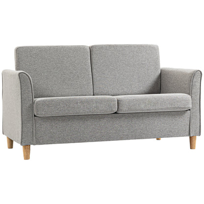 Lovina Light Grey Compact 2 Seater Sofa With Wooden Legs And Armrests