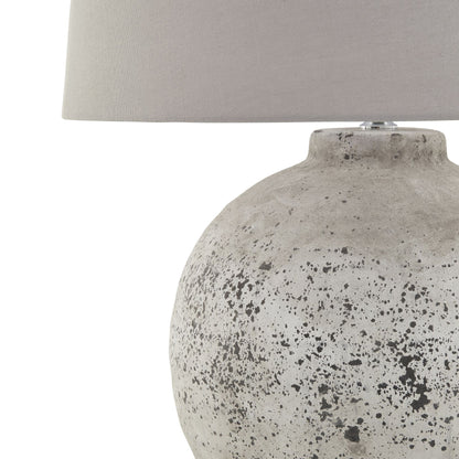 Verona Large Grey Stone Speckled Ceramic Lamp with Round Base and Fabric Shade