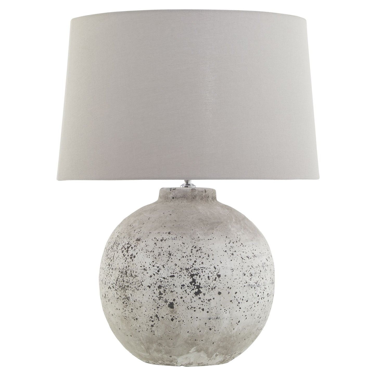 Verona Large Grey Stone Speckled Ceramic Lamp with Round Base and Fabric Shade