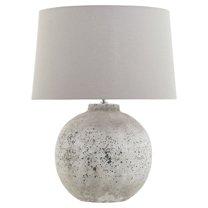 Verona Large Grey Stone Speckled Ceramic Lamp with Round Base and Fabric Shade