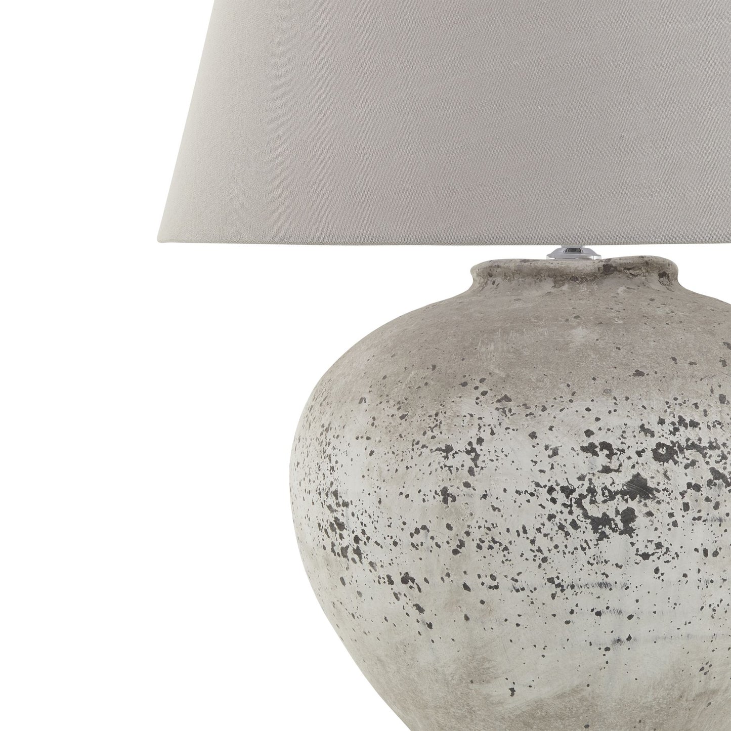 Venice Large Aged Grey Stone Ceramic Table Lamp with Speckled Finish and Fabric Shade