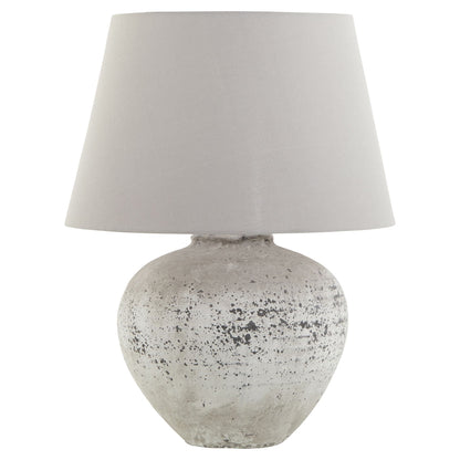 Venice Large Aged Grey Stone Ceramic Table Lamp with Speckled Finish and Fabric Shade