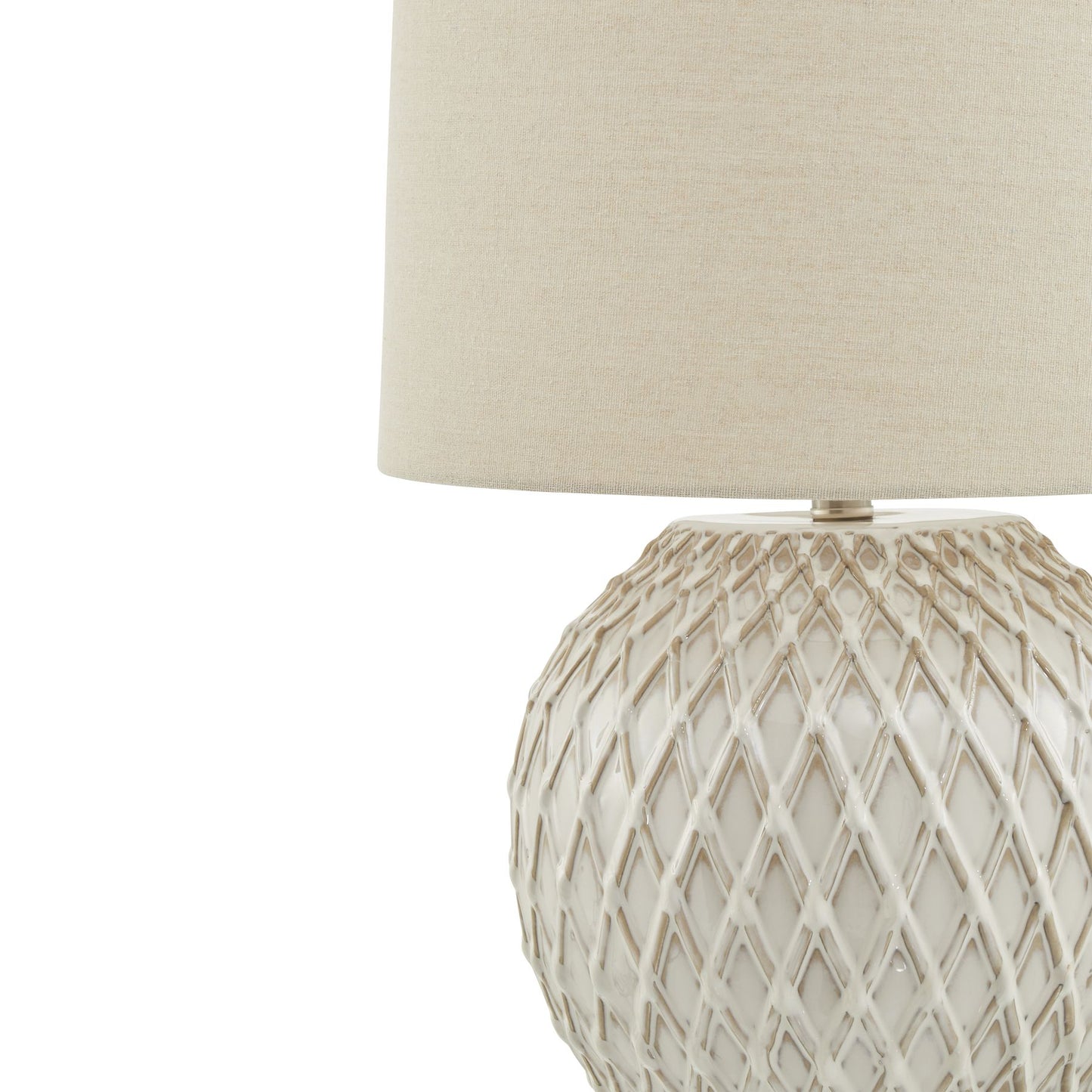 Bloomthorn Lattice Ceramic Table Lamp With Linen Shade