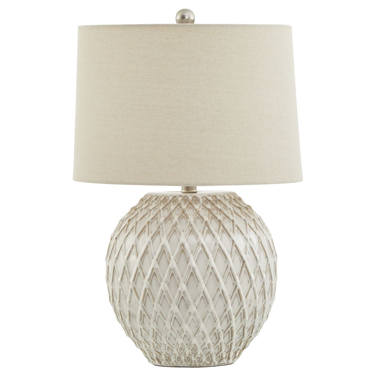 Bloomthorn Lattice Ceramic Table Lamp With Linen Shade