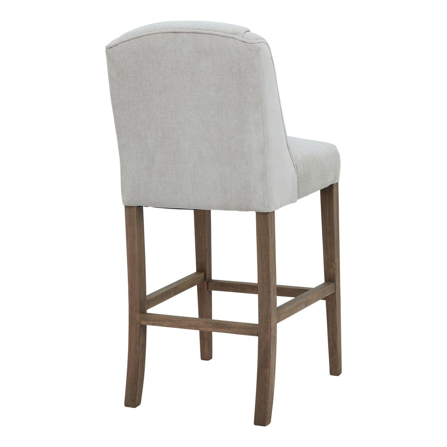 Parma Arched Warm Grey Upholstered Wooden Bar Stool Wooden Legs