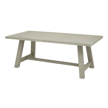 Talmont Soft Grey Wood Rectangular Dining Table with Crossbeam