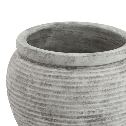 Small Soft Grey Etched Ceramic Plant Pot